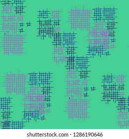 Grunge Seamless Mesh. Abstract Pattern. Vintage Hand Drawn Texture with Scratched Crossing Lines. Colorful Vector Pattern for Wallpaper, Cotton, Textile. Abstract Seamless Pattern.