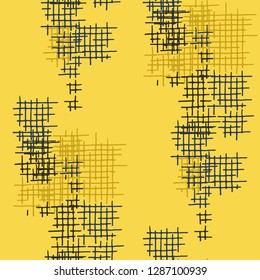 Grunge Seamless Mesh. Abstract Pattern. Modern Hand Drawn Texture with Scratched Crossing Lines. Colorful Vector Pattern for Calico, Print, Textile. Abstract Seamless Pattern.
