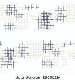 Grunge Seamless Mesh. Abstract Pattern. Modern Hand Drawn Texture with Scratched Crossing Lines. Colorful Vector Pattern for Dress, Paper, Tablecloth. Abstract Seamless Pattern.