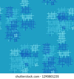 Grunge Seamless Mesh. Abstract Pattern. Trendy Hand Drawn Texture with Scratched Crossing Lines. Colorful Vector Pattern for Wallpaper, Cotton, Textile. Abstract Seamless Pattern.
