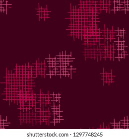Grunge Seamless Mesh. Abstract Pattern. Modern Hand Drawn Texture with Scratched Crossing Lines. Colorful Vector Pattern for Dress, Paper, Tablecloth. Abstract Seamless Pattern.