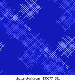 Grunge Seamless Mesh. Abstract Pattern. Trendy Hand Drawn Texture with Shabby Crossing Lines. Colorful Vector Pattern for Print, Fabric, Cloth. Abstract Seamless Pattern.