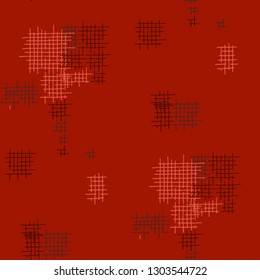 Grunge Seamless Mesh. Abstract Pattern. Vintage Hand Drawn Texture with Scratched Crossing Lines. Colorful Vector Pattern for Chintz, Linen, Paper. Abstract Seamless Pattern.