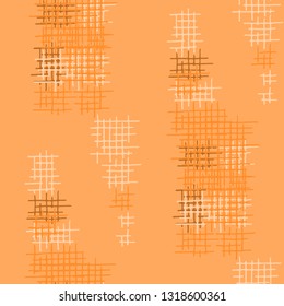 Grunge Seamless Mesh. Abstract Pattern. Modern Hand Drawn Texture with Shabby Crossing Lines. Colorful Vector Pattern for Cotton, Calico, Textile. Abstract Seamless Pattern.
