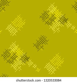 Grunge Seamless Mesh. Abstract Pattern. Vintage Hand Drawn Texture with Scratched Crossing Lines. Colorful Vector Pattern for Wallpaper, Cotton, Textile. Abstract Seamless Pattern.