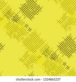 Grunge Seamless Mesh. Abstract Pattern. Modern Hand Drawn Texture with Scribble Crossing Lines. Colorful Vector Pattern for Print, Fabric, Textile. Abstract Seamless Pattern.