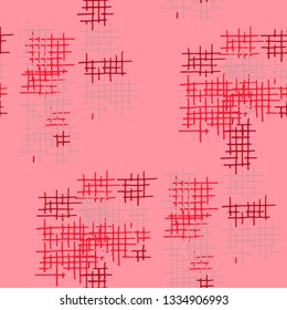 Grunge Seamless Mesh. Abstract Pattern. Modern Hand Drawn Texture with Scribble Crossing Lines. Colorful Vector Pattern for Wallpaper, Fabric, Print. Abstract Seamless Pattern.