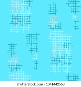 Grunge Seamless Mesh. Abstract Pattern. Modern Hand Drawn Texture with Scratched Crossing Lines. Colorful Vector Pattern for Chintz, Linen, Paper. Abstract Seamless Pattern.