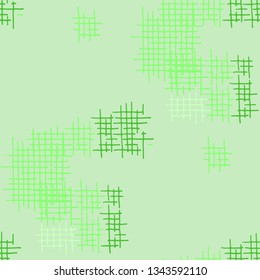 Grunge Seamless Mesh. Abstract Pattern. Trendy Hand Drawn Texture with Scribble Crossing Lines. Colorful Vector Pattern for Dress, Curtain, Paper. Abstract Seamless Pattern.