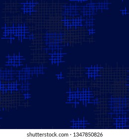 Grunge Seamless Mesh. Abstract Pattern. Modern Hand Drawn Texture with Scribble Crossing Lines. Colorful Vector Pattern for Calico, Print, Textile. Abstract Seamless Pattern.