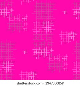Grunge Seamless Mesh. Abstract Pattern. Modern Hand Drawn Texture with Scratched Crossing Lines. Colorful Vector Pattern for Dress, Curtain, Paper. Abstract Seamless Pattern.