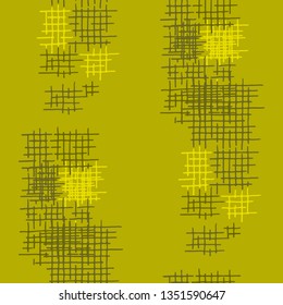 Grunge Seamless Mesh. Abstract Pattern. Modern Hand Drawn Texture with Shabby Crossing Lines. Colorful Vector Pattern for Dress, Paper, Tablecloth. Abstract Seamless Pattern.