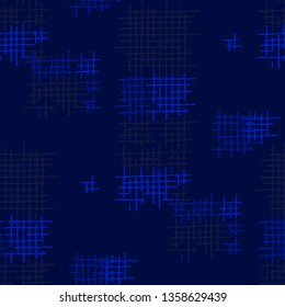 Grunge Seamless Mesh. Abstract Pattern. Retro Hand Drawn Texture with Scratched Crossing Lines. Colorful Vector Pattern for Chintz, Curtain, Paper. Abstract Seamless Pattern.