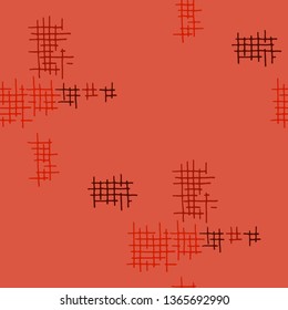 Grunge Seamless Mesh. Abstract Pattern. Retro Hand Drawn Texture with Scratched Crossing Lines. Colorful Vector Pattern for Chintz, Curtain, Paper. Abstract Seamless Pattern.