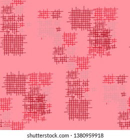 Grunge Seamless Mesh. Abstract Pattern. Trendy Hand Drawn Texture with Scratched Crossing Lines. Colorful Vector Pattern for Print, Cloth, Fabric. Abstract Seamless Pattern.