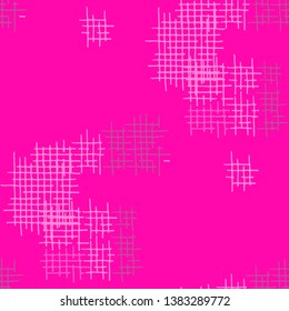 Grunge Seamless Mesh. Abstract Pattern. Modern Hand Drawn Texture with Shabby Crossing Lines. Colorful Vector Pattern for Dress, Curtain, Tablecloth. Abstract Seamless Pattern.