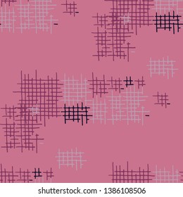 Grunge Seamless Mesh. Abstract Pattern. Trendy Hand Drawn Texture with Scribble Crossing Lines. Colorful Vector Pattern for Cotton, Print, Calico. Abstract Seamless Pattern.