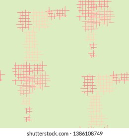 Grunge Seamless Mesh. Abstract Pattern. Retro Hand Drawn Texture with Shabby Crossing Lines. Colorful Vector Pattern for Cotton, Calico, Textile. Abstract Seamless Pattern.