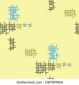 Grunge Seamless Mesh. Abstract Pattern. Retro Hand Drawn Texture with Scribble Crossing Lines. Colorful Vector Pattern for Wallpaper, Print, Cotton. Abstract Seamless Pattern.