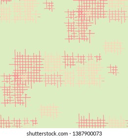 Grunge Seamless Mesh. Abstract Pattern. Trendy Hand Drawn Texture with Shabby Crossing Lines. Colorful Vector Pattern for Print, Fabric, Cloth. Abstract Seamless Pattern.