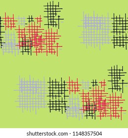 Grunge Seamless Net. Abstract Pattern. Retro Hand Drawn Texture with Scratched Crossing Lines. Colorful Vector Pattern for Wallpaper, Print, Textile. Abstract Seamless Pattern.