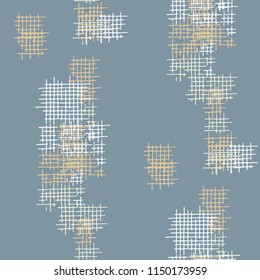 Grunge Seamless Net. Abstract Pattern. Retro Hand Drawn Texture with Scribble Crossing Lines. Colorful Vector Pattern for Print, Cloth, Fabric. Abstract Seamless Pattern.