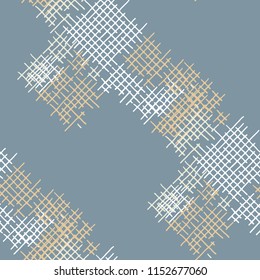 Grunge Seamless Net. Abstract Pattern. Trendy Hand Drawn Texture with Shabby Crossing Lines. Colorful Vector Pattern for Cotton, Print, Textile. Abstract Seamless Pattern.