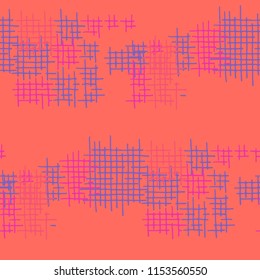 Grunge Seamless Net. Abstract Pattern. Vintage Hand Drawn Texture with Scratched Crossing Lines. Colorful Vector Pattern for Wallpaper, Fabric, Textile. Abstract Seamless Pattern.