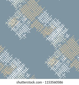 Grunge Seamless Net. Abstract Pattern. Vintage Hand Drawn Texture with Scratched Crossing Lines. Colorful Vector Pattern for Print, Fabric, Textile. Abstract Seamless Pattern.
