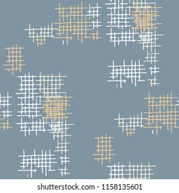 Grunge Seamless Net. Abstract Pattern. Vintage Hand Drawn Texture with Shabby Crossing Lines. Colorful Vector Pattern for Chintz, Linen, Paper. Abstract Seamless Pattern.