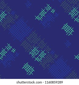 Grunge Seamless Net. Abstract Pattern. Retro Hand Drawn Texture with Scratched Crossing Lines. Colorful Vector Pattern for Chintz, Curtain, Paper. Abstract Seamless Pattern.