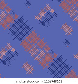 Grunge Seamless Net. Abstract Pattern. Trendy Hand Drawn Texture with Scribble Crossing Lines. Colorful Vector Pattern for Wallpaper, Fabric, Print. Abstract Seamless Pattern.