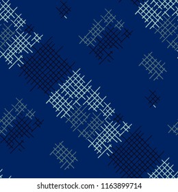 Grunge Seamless Net. Abstract Pattern. Retro Hand Drawn Texture with Scribble Crossing Lines. Colorful Vector Pattern for Print, Fabric, Textile. Abstract Seamless Pattern.