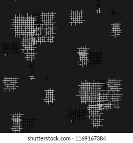 Grunge Seamless Net. Abstract Pattern. Modern Hand Drawn Texture with Scribble Crossing Lines. Black and White Vector Pattern for Wallpaper, Print, Textile. Abstract Seamless Pattern.