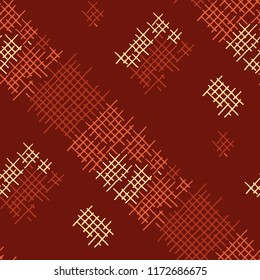 Grunge Seamless Net. Abstract Pattern. Vintage Hand Drawn Texture with Shabby Crossing Lines. Colorful Vector Pattern for Wallpaper, Print, Cotton. Abstract Seamless Pattern.