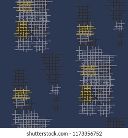 Grunge Seamless Net. Abstract Pattern. Retro Hand Drawn Texture with Scribble Crossing Lines. Colorful Vector Pattern for Chintz, Curtain, Paper. Abstract Seamless Pattern.