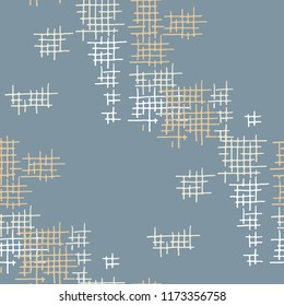 Grunge Seamless Net. Abstract Pattern. Vintage Hand Drawn Texture with Scribble Crossing Lines. Colorful Vector Pattern for Chintz, Linen, Paper. Abstract Seamless Pattern.