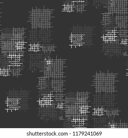 Grunge Seamless Net. Abstract Pattern. Trendy Hand Drawn Texture with Shabby Crossing Lines. Black and White Vector Pattern for Print, Cloth, Fabric. Abstract Seamless Pattern.