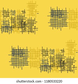 Grunge Seamless Net. Abstract Pattern. Retro Hand Drawn Texture with Scratched Crossing Lines. Colorful Vector Pattern for Dress, Paper, Tablecloth. Abstract Seamless Pattern.