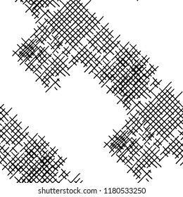 Grunge Seamless Net. Abstract Pattern. Vintage Hand Drawn Texture with Scratched Crossing Lines. Black and White Vector Pattern for Print, Fabric, Cloth. Abstract Seamless Pattern.
