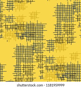Grunge Seamless Net. Abstract Pattern. Retro Hand Drawn Texture with Scratched Crossing Lines. Colorful Vector Pattern for Wallpaper, Print, Cotton. Abstract Seamless Pattern.