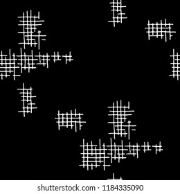 Grunge Seamless Net. Abstract Pattern. Modern Hand Drawn Texture with Scribble Crossing Lines. Black and White Vector Pattern for Chintz, Curtain, Paper. Abstract Seamless Pattern.