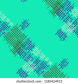 Grunge Seamless Net. Abstract Pattern. Trendy Hand Drawn Texture with Shabby Crossing Lines. Colorful Vector Pattern for Chintz, Linen, Wallpaper. Abstract Seamless Pattern.