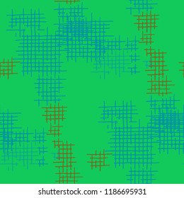Grunge Seamless Net. Abstract Pattern. Trendy Hand Drawn Texture with Scribble Crossing Lines. Colorful Vector Pattern for Wallpaper, Fabric, Textile. Abstract Seamless Pattern.