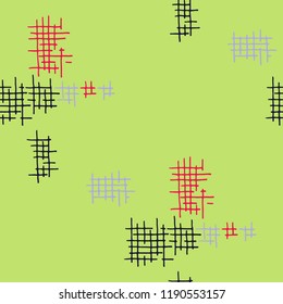 Grunge Seamless Net. Abstract Pattern. Vintage Hand Drawn Texture with Scratched Crossing Lines. Colorful Vector Pattern for Cotton, Print, Calico. Abstract Seamless Pattern.