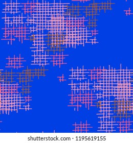 Grunge Seamless Net. Abstract Pattern. Modern Hand Drawn Texture with Shabby Crossing Lines. Colorful Vector Pattern for Print, Fabric, Cloth. Abstract Seamless Pattern.