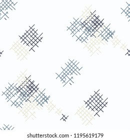 Grunge Seamless Net. Abstract Pattern. Retro Hand Drawn Texture with Shabby Crossing Lines. Colorful Vector Pattern for Wallpaper, Fabric, Print. Abstract Seamless Pattern.