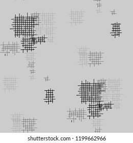 Grunge Seamless Net. Abstract Pattern. Modern Hand Drawn Texture with Scribble Crossing Lines. Black and White Vector Pattern for Dress, Curtain, Paper. Abstract Seamless Pattern.