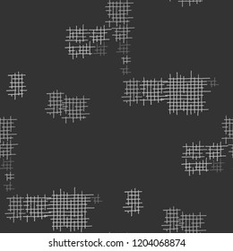 Grunge Seamless Net. Abstract Pattern. Modern Hand Drawn Texture with Shabby Crossing Lines. Black and White Vector Pattern for Cotton, Print, Textile. Abstract Seamless Pattern.