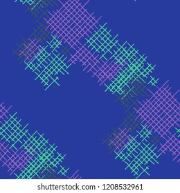 Grunge Seamless Net. Abstract Pattern. Trendy Hand Drawn Texture with Scratched Crossing Lines. Colorful Vector Pattern for Chintz, Linen, Wallpaper. Abstract Seamless Pattern.